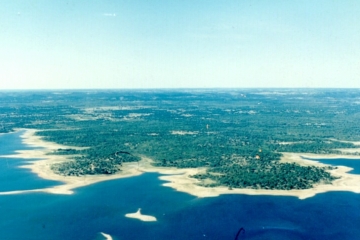 Aerial view of Lake Buchanan shore